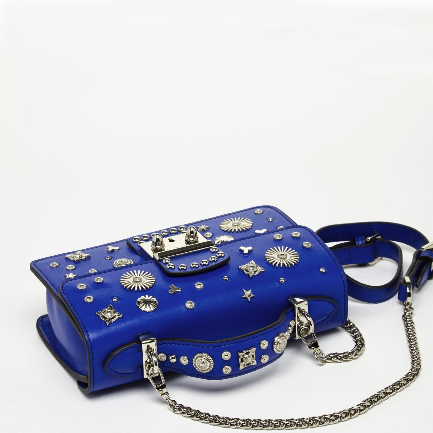SUSU Studded Small Leather Crossbody Bag Cobalt Blue Purse Women's